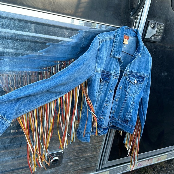 NWT Scully Jean Jacket with Fringe sz S - Picture 1 of 3